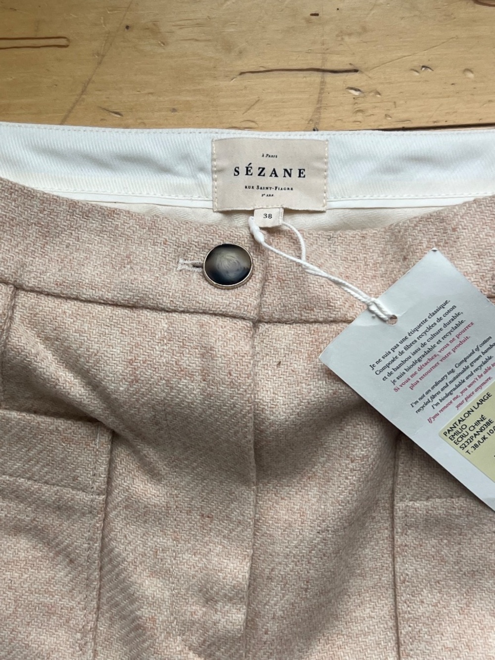 Sezane Emilio trouser in ecru wool size 38 - Picture 3 of 4